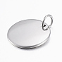 Smooth Surface 304 Stainless Steel Pendants, with Jump Rings, Flat Round, Stamping Blank Tags