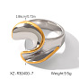 304 Stainless Steel Cuff Open Rings, Golden & Stainless Steel Color