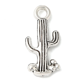 Tibetan Style Alloy Cactus Pendants, Cadmium Free & Lead Free, 20.5x9x3mm, Hole: 2mm