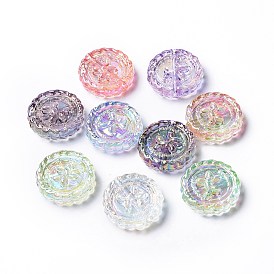 Transparent Acrylic Beads, AB Color Plated,Flat Round