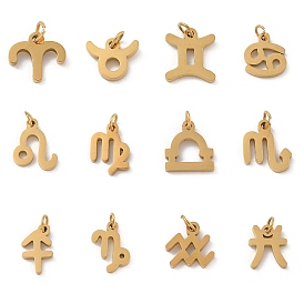 304 Stainless Steel Charms, with Jump Ring, Golden, Constellation Charm