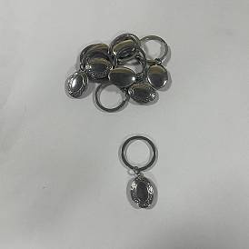 8pcs 304 porte-clés en acier inoxydable, avec des bagues