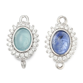 Латунные микро проложить кубического циркония ящик с застежками, без кадмия, без никеля и без свинца, со стеклом, овальные, платина