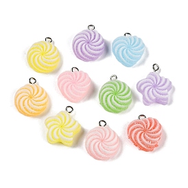 Opaque Resin Pendants, with Platinum Iron Findings, Imitation Food, Colorful, Candy