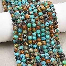Natural Anhui Turquoise Beads Strands, Round, Faceted