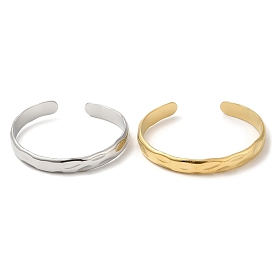 304 Stainless Steel Cuff Bangles, Wave Open Bangles for Women