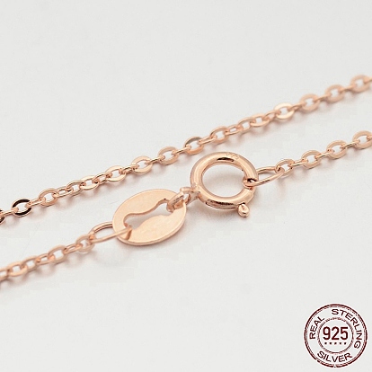 925 Sterling Silver Cable Chain Necklaces, with Spring Ring Clasps, Thin Chain