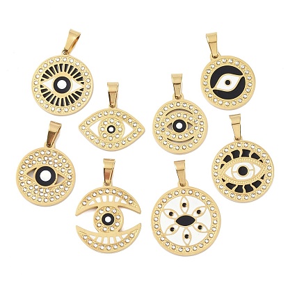 Ионное покрытие (ip) 304 подвески со стразами из эмали из нержавеющей стали, Очарование глаз