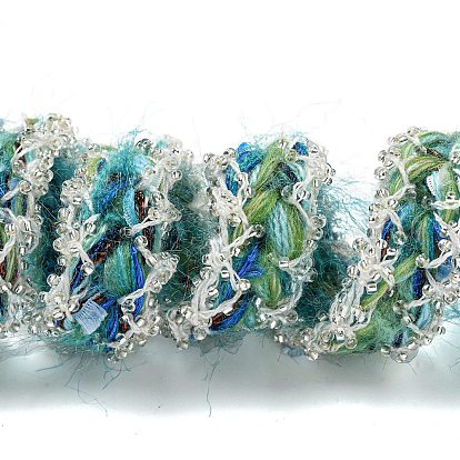 Polyester Crochet Lace Trim, Knitted Decor Trimming with Glass Pearl, for Clothes Bridal Dress