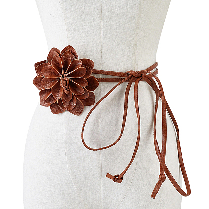 3Cinturones de cintura con nudo de corbata de cuero sintético con flores d, cinturones de bikini para mujer