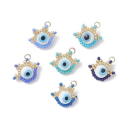 Подвески из стеклянных бусин, злые глаза, с 304 кольцами из нержавеющей стали и лампворком