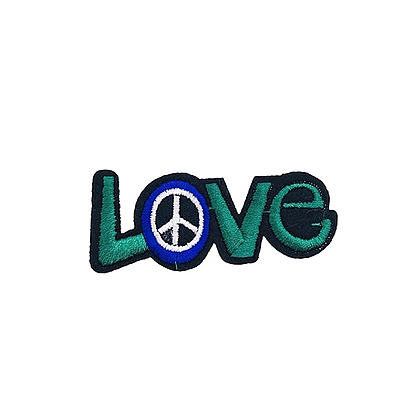 Word Love Peace Music Computerized Embroidery Cloth Iron on Patches, Stick On Patch, Costume Accessories, Appliques