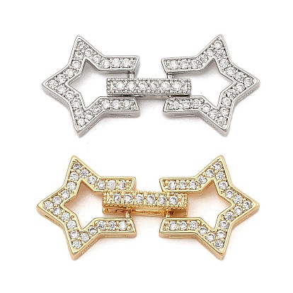 Латунное микропейв, прозрачный кубический цирконий, складные застежки, без кадмия, без никеля и без свинца, звезда