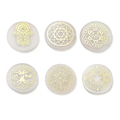 Плоские круглые подставки для ломтиков из натурального селенита, Камень Рейки для баланса чакр, кристалл исцеления