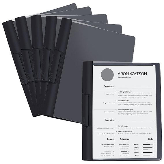 5Прозрачные пластиковые пакеты с вращающимся боковым открыванием, папки для документов, прямоугольные, с наклейками