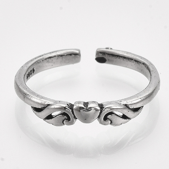 Alloy Cuff Finger Rings, Flying Heart