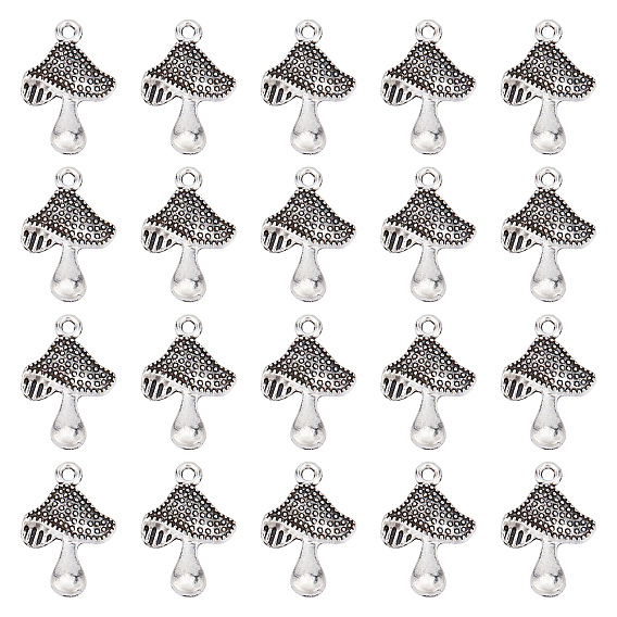 60 подвески из цинкового сплава в тибетском стиле, без свинца и без кадмия, грибное очарование