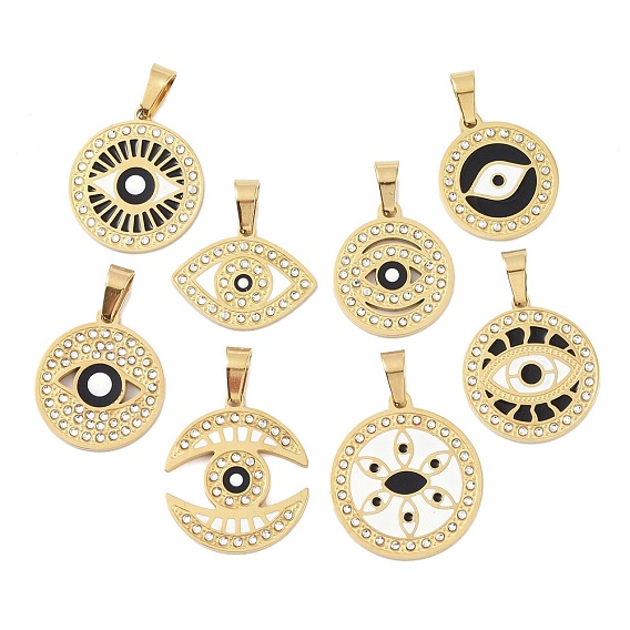 Ионное покрытие (ip) 304 подвески со стразами из эмали из нержавеющей стали, Очарование глаз