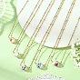 Handmade Flower Printed Porcelain Round Pendant 304 Stainless Steel Satellite Chain Necklaces for Women, Mixed Color