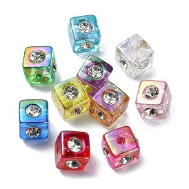 Granos de acrílico de la jalea de imitación, con diamante de imitación, cubo