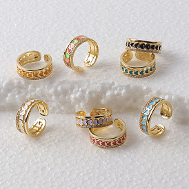 Colorful Oil Drip Zircon Copper 18K Gold Plated Index Finger Ring - Cute and Lovely.