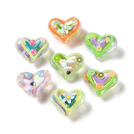 Perles acryliques transparentes pour la Saint-Valentin, avec l'émail, cœur