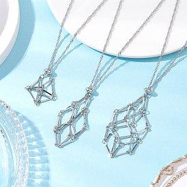 3 шт. 3 стили 304 нержавеющая сталь кубовидная звеньевая цепь макраме мешочек пустой держатель камня изготовление ожерелья