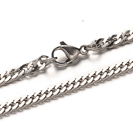 304 Stainless Steel Curb Chain Necklaces, with Lobster Claw Clasps, Faceted