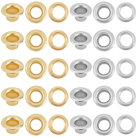 200шт. 2 цвета железные люверсы фурнитура, с распоркой, плоско-круглые