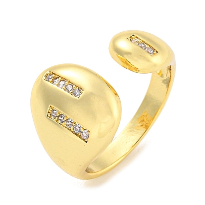 Открытая манжета из латуни с микропаве и прозрачным цирконием для женщин, реальный 18 k позолоченный