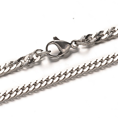 304 Stainless Steel Curb Chain Necklaces, with Lobster Claw Clasps, Faceted