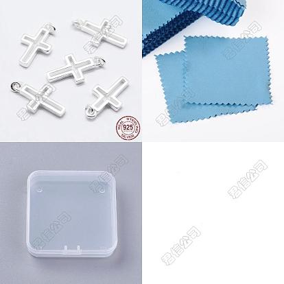 6Stück 925 Sterling Silber Anhänger, Quer Charme, mit 925 Stempel