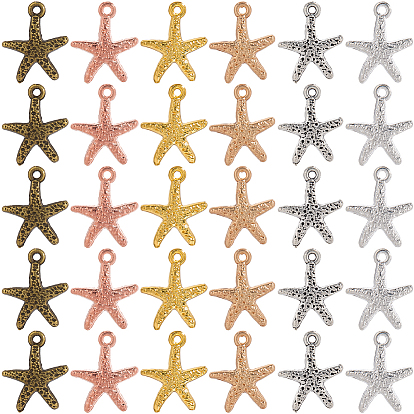 120 шт 6 цвета подвески из сплава в тибетском стиле, прелести морская звезда