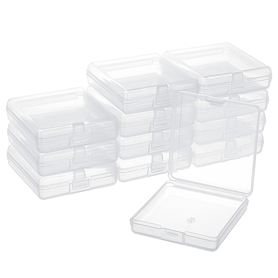 20Pcs Transparent Plastic Bead Containers, with Hinged Lids, Rectangle