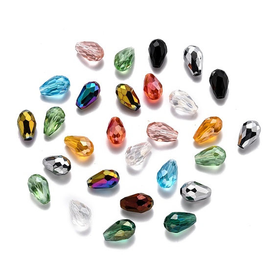 Mixed Style Glass Beads, Faceted, Teardrop