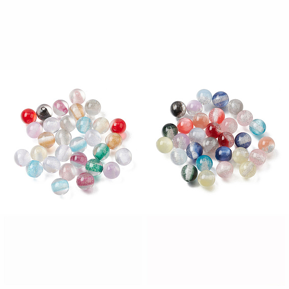 Прозрачный бисер cmолой, круглые, с блеском порошок