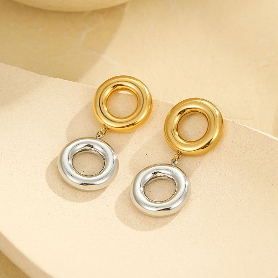 304 серьги-гвоздики из нержавеющей стали с эмалью, текстурированное кольцо