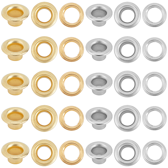 200шт. 2 цвета железные люверсы фурнитура, с распоркой, плоско-круглые