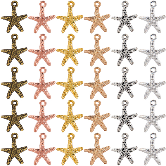 120 шт 6 цвета подвески из сплава в тибетском стиле, прелести морская звезда