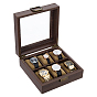 6- Cajas organizadoras para relojes con ventana de cristal transparente, fabricadas en imitación de cuero, con cojín de terciopelo en el interior y cierres de aleación en el exterior., plaza