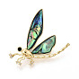 Булавки из раковины пауа, латунная брошь-булавка с кубическим цирконием, инкрустированная бриллиантами., стрекоза, золотые
