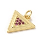 Rack Plating Brass Micro Pave Cubic Zirconia Pendants, Cadmium Free & Lead Free, Long-Lasting Plated, Real 18K Gold Plated, Triangle