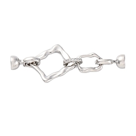 Латунное микропейв, прозрачный кубический цирконий, складные застежки, без кадмия, без никеля и без свинца, прямоугольные