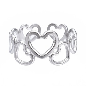 304 кольцо из нержавеющей стали с открытым сердцем, массивное полое кольцо для женщин