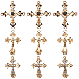 Набор для поиска ювелирных изделий своими руками, в том числе 24шт 3 стили подвески из сплава со стразами и звенья компонентов люстры