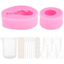 Olycraft DIY Food Shape Fondant Molds Kits, Including Wooden Craft Sticks, Plastic Pipettes, Latex Finger Cots, Plastic Measuring Cup, Plastic Spoons