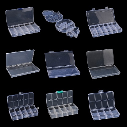 Plastic Grid Bead Containers, Mixed Shapes