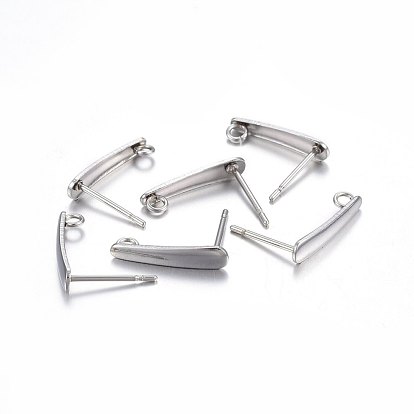 201 Stainless Steel Stud Earring Findings, with 304 Stainless Steel Pin and Loop, Teardrop