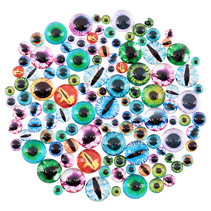 120Pcs 4 Style Glass Cabochons, Cat Eye, Half Round