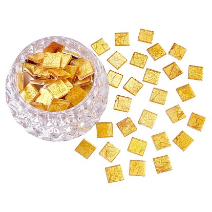 Cabochons en verre arricraft, tuile de mosaïque de feuille d'or, pour la décoration de la maison ou le bricolage, carrée